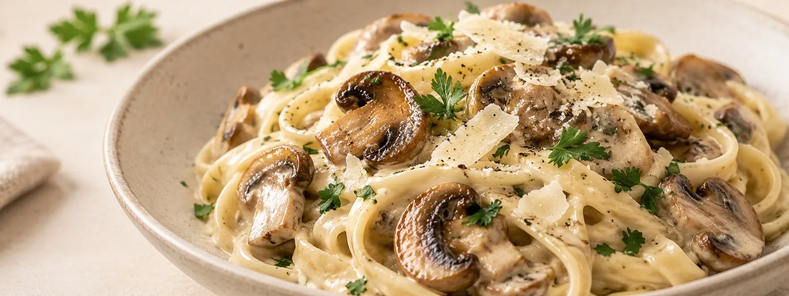 Pâtes crémeuses aux champignons