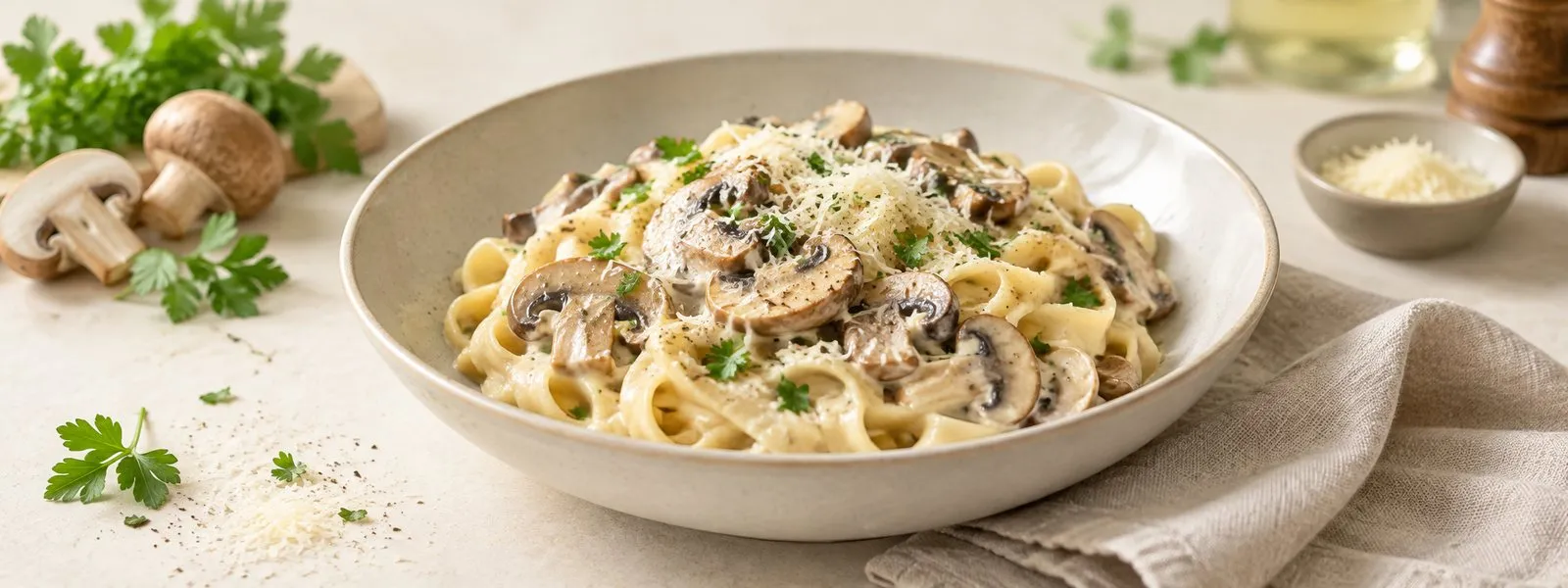 Pâtes crémeuses aux champignons