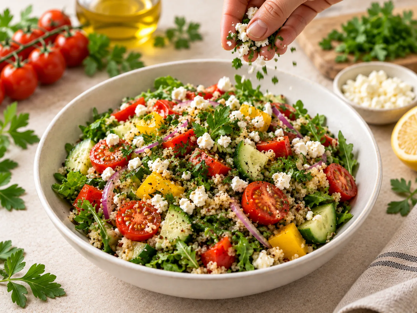 Une touche de feta fraîchement émiettée
